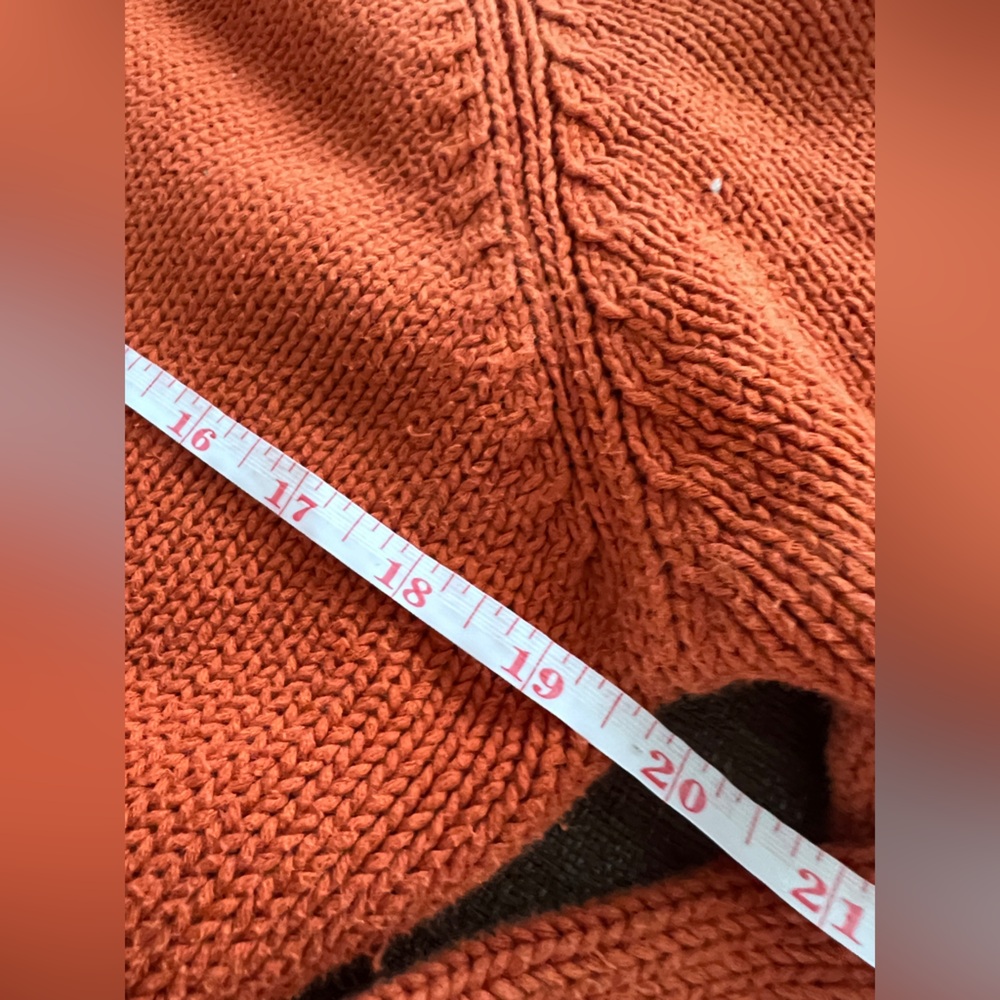 Y2K H&M Women’s Orange Chunky Knit Belted Cardigan Cabincore Sweater Large - Picture 6 of 8